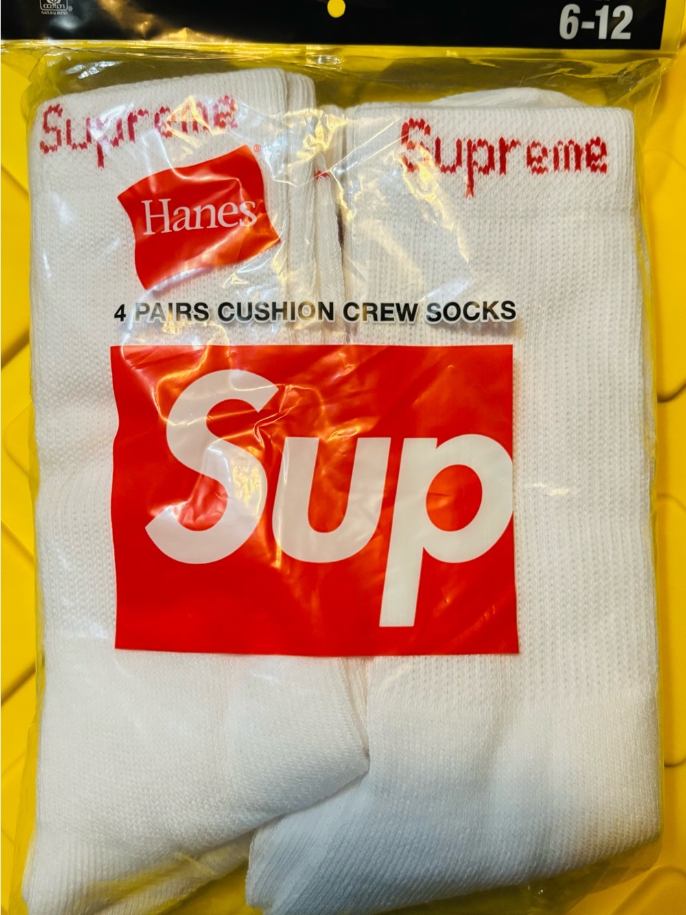 Hanes White Crew Socks with Red Logo - 4 Pairs
